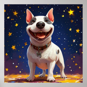 Poster Chien de dessin animé joueur avec des couleurs viv