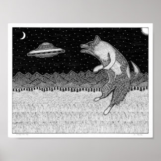 Poster Chien de disque volant