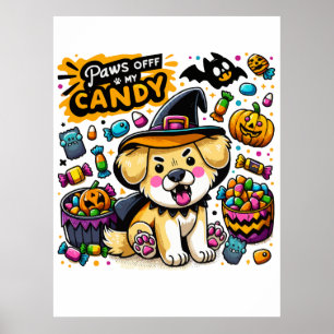 Poster Chien de Halloween en colère dans un chapeau de so