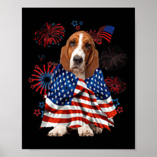 Poster Chien de limier américain Bet Drapeau américain Ét