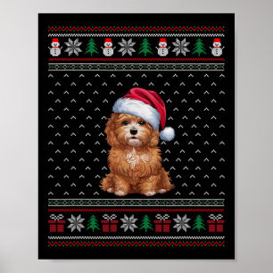 Poster Chien de Maltipoo portant le chapeau de Noël Amour