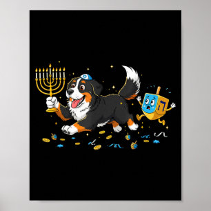 Poster Chien de montagne bernois Toupie de dreidel Menora