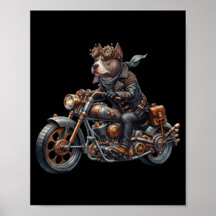 Poster Chien de moto vintage Tbull Biker Steampunk Cool 