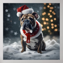 Chien de Noël mignon avec le chapeau de Noël en ne