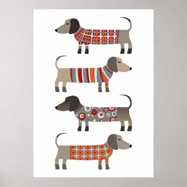 Poster Chien de saucisse Dachshund (Devant)