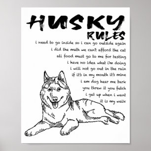 Poster Chien de Sibérie drôle Dessin à la main pour Homme