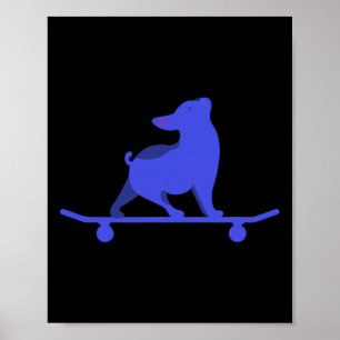 Poster Chien de skate drôle amateur de Bouledogue françai