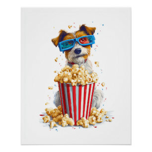 Poster Chien de soirée cinéma Popcorn Pup