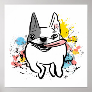 Poster Chien de taureau français coureur de chiens avec d