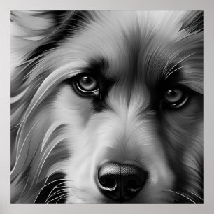 POSTER CHIEN DE TERRIER NOIR ET BLANC