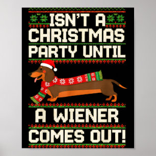 Poster Chien de Vienne Drôle de Noël Dachshund Vacances