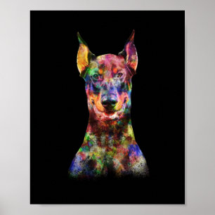 Poster Chien Doberman coloré