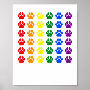 Poster Chien Empreinte de patte arc-en-ciel Paw LGBT Prid