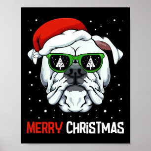 Poster Chien en blanc Joyeux Pajama de Noël Mignonne Chie