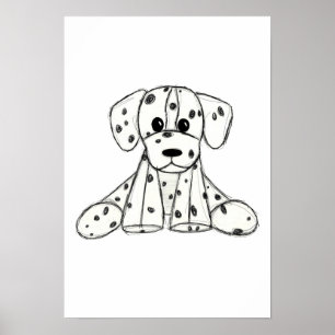 Poster Chien en dalmate dessin simple noir
