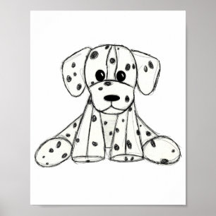 Poster Chien en dalmate dessin simple noir