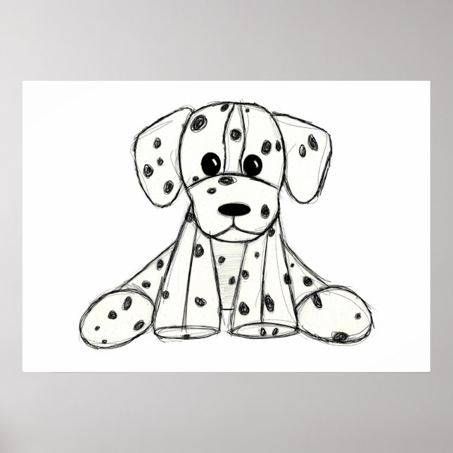 Poster Chien en dalmate dessin simple noir (Devant)