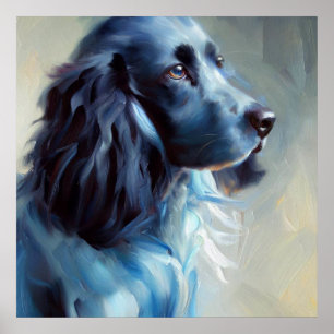 Poster Chien espagnol Picardie bleu