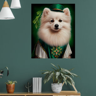 Poster Chien esquimau américain en tenue de la Saint-Patr