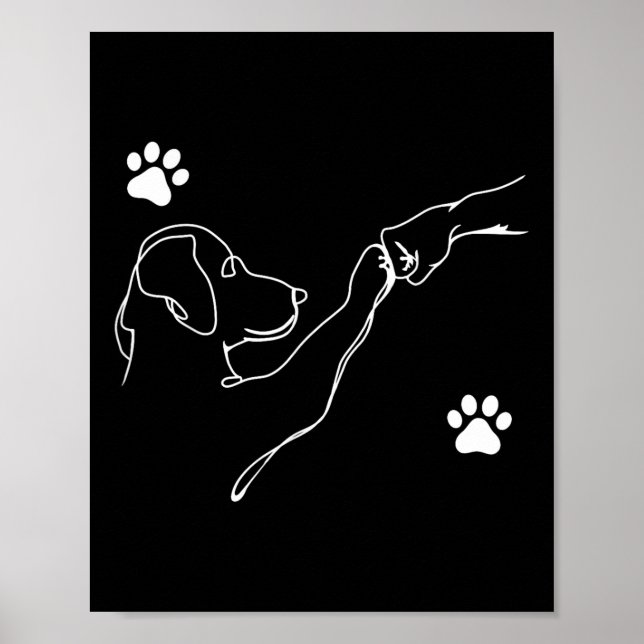 Poster Chien Et Personnes Punir Main Chien Amitié Poing F (Devant)