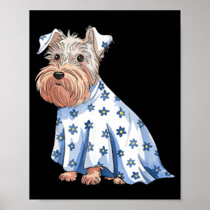 Poster Chien fantôme d'Halloween avec fleurs drôle d'Hall