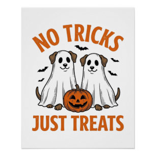 Poster Chien Fantôme Drôle Halloween Pas de Farces Juste
