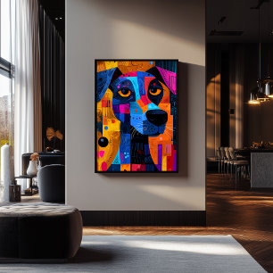 Poster Chien géométrique expressionniste – Art abstrait v