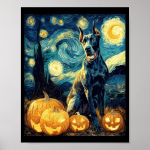 Poster Chien Great Dane mignon Halloween Jack O Lantern C