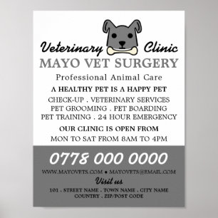 Poster Chien gris, Vétérinaire, Service vétérinaire