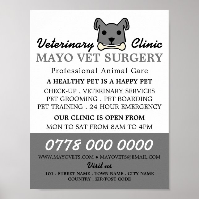 Poster Chien gris, Vétérinaire, Service vétérinaire (Devant)