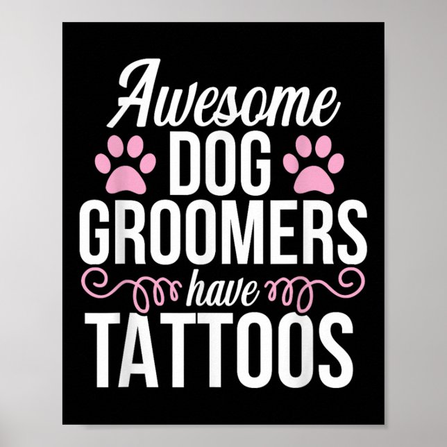 Poster Chien Groomer Funny Mignet Tattoos Animal Grooming (Devant)