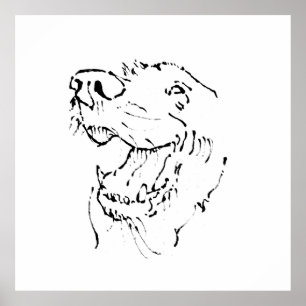 Poster Chien Heureux Retriever Doré, Illustration à l'enc