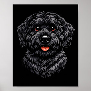Poster Chien labradoodle noir art mignon doodle chiot pou