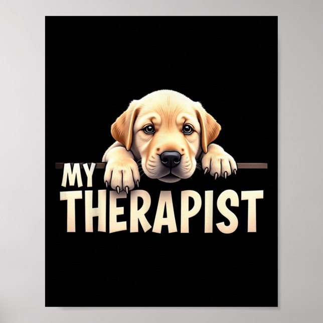 Poster Chien Labrador drôle de laboratoire Mon thérapeute (Devant)