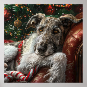 Poster Chien Louveteau Noël Festif