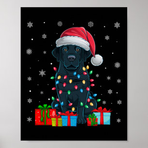 Poster Chien Luminaires de Noël moche Noël Chapeau noir L