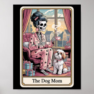 Poster Chien Maman Squelette Tarot Carte Drôle Animaux de