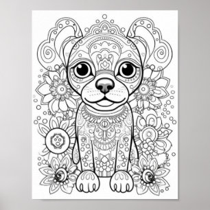 Poster Chien Mandala Couleur adulte