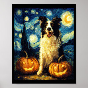 Poster Chien mignon Border Collie Halloween Jack O Lanter