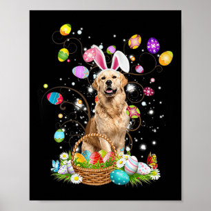 Poster Chien mignon Golden Retriever Fun Pâques Jour Oeuf