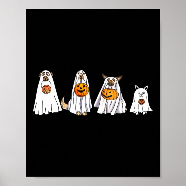 Poster Chien mignon habillé en foutre d'Halloween Fun Boo (Devant)