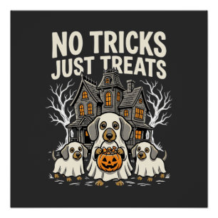 Poster Chien Mignon Halloween Pas de Farces Rien que des