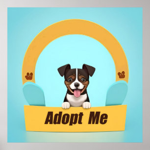 Poster Chien Mignon Promouvant l'Adoption avec une Expres
