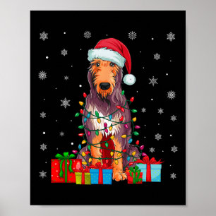 Poster Chien Moche Noël Éclairage Santa Hat Irlandais Wol