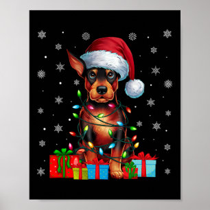 Poster Chien moche Noël éclaire Père Noël Miniature Pinsc