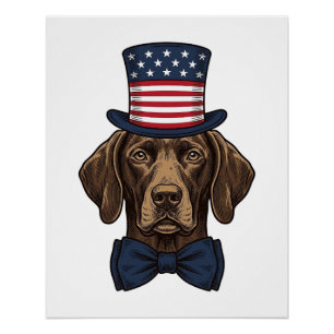 Poster Chien Patriotique Gravure Vintage Design de T-Shir