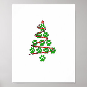 Poster Chien Paws Imprimer l'arbre de Noël pour les Amour