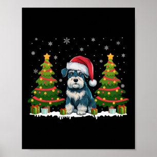 Poster Chien Père Noël de Noël Schnauzer Miniature Lumièr
