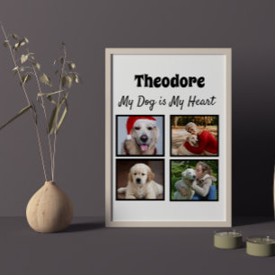 Poster Chien personnalisé quatre photo collage