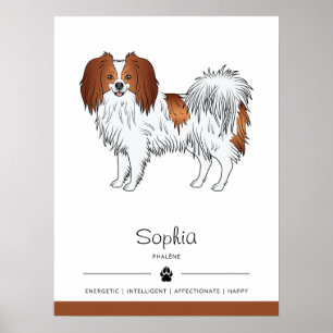 Poster Chien Phalène Rouge Et Blanc Avec Le Nom Du Propri